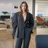 Fashion design sense suit 2025 spring new style structural deep V-neck single button drawstring suit jacket for women