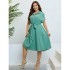 Self developed European and American foreign trade Amazon AliExpress hot summer green half cardigan tied waist dress