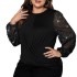 Amazon's new bubble sleeve shirt, AliExpress European and American design sense, round neck plus size long sleeved loose women's shirt