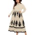 Amazon High Waist Dress Autumn New Black Printed Long Skirt European and American Plus Loose Long Sleeve Dress