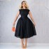 European and American women's clothing 2025 spring new style elegant temperament one collar high waist slimming bandage A-line dress