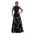 European and American women's clothing 2025 spring new style elegant round neck sleeveless printed dress long skirt