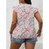 European and American Amazon's new summer V-neck sleeveless short shirt with lotus edge pullover print casual plus size shirt