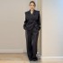 Premium and niche design two-piece set 2025 new temperament shoulder padded suit+fashionable wide leg trousers set