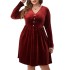 Self developed European and American foreign trade Amazon AliExpress popular deep red V-neck slimming high waisted long sleeved dress