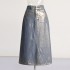 Street fashion sexy high waisted A-line skirt 2025 spring new style, personalized and niche design, denim skirt for women