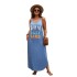 Amazon AliExpress Big Size Fat MM Strap Skirt Summer Hot Sale Vacation Long Loose Large Size Dress