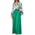 South American Women's New 2024 Printed Casual Set Loose Large Collar Shirt High Waist Wide Leg Pants Two Piece Set