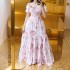 2024 Cross border New Spring/Summer European and American Women's Dress One Shoulder Floral Fashion Off Shoulder Long Style