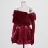 Temperament socialite style velvet dress 2025 new style fur collar splicing diamond inlaid high-end feeling sexy strapless short skirt for women