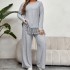 Independently developed European and American cross-border AliExpress Amazon irregular tassel long sleeved top loose wide leg pants set