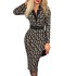 2024 Spring European and American Cross border New Digital Printed Grid Long Sleeve V-neck High Waist Dress (Comes with Waist Belt)