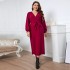 Self developed European and American foreign trade Amazon AliExpress popular spring and autumn V-neck red long sleeved slim fitting jumpsuit long skirt