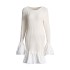 French long sleeved round neck dress for women in the spring of 2025, a high-end knitted dress with lotus leaf edges for socialites