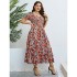 Self developed European and American foreign trade Amazon AliExpress hot summer floral one shoulder waist slimming dress