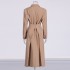 Retro British style design coat 2025 new casual double breasted pocket splicing lapel trench coat for women