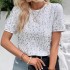 Amazon Cross border New Popular Commuter Loose Short Sleeve Bag Collar Round Neck Top Women's Glitter T-shirt from Europe and America