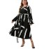 Self developed European and American foreign trade Amazon AliExpress popular black and white feature collar horn plus size long dress