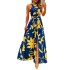 European and American women's clothing 2024 summer new sweet and fresh printed hanging neck, exposed back, high waist split dress, long skirt