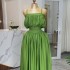 European and American cross-border women's clothing 2025 spring new green temperament camisole top high waist wide leg pants casual set