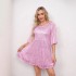 New and popular cross-border foreign trade items from Europe and America, fashionable solid color loose waist short sleeved skirt dress, banquet sequin dress