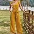 2024 Summer Amazon Cross border New Commuter Style Solid Color Sleeveless Strap Nine Part Pants jumpsuit