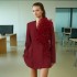 French retro style suit jacket 2025 new three-dimensional splicing ruffle decoration Angola red small suit for women