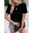 Amazon Cross border New Popular Commuter Loose Short Sleeve Bag Collar Round Neck Top Women's Glitter T-shirt from Europe and America