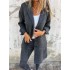 2024 Autumn/Winter Amazon Cross border New Women's Solid Color Flip Tie Pocket cardigan Single breasted Mid length Coat