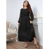 Slightly overweight over knee lace dress looks slimmer in autumn, cross-border e-commerce long sleeved temperament, high-end feeling, Amazon hot sale