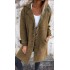 2024 Autumn/Winter Amazon Cross border New Women's Solid Color Flip Tie Pocket cardigan Single breasted Mid length Coat