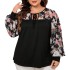 Cross border AliExpress printed round neck shirt European and American new fat mm plus size top for women, slim and loose long sleeved shirt