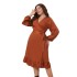 Self developed European and American foreign trade Amazon AliExpress popular spring and autumn long sleeved plus size one-piece waist cinching dress