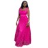 African Women's Trade 2025 Spring New Sweet Rose Red High Waist Lace Strap Long Dress