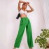 2024 European and American Cross border Foreign Trade New Elegant Solid Color High End Hanging Fashion Belt Straight Straight Leg Formal Pants Women's Pants