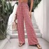 2024 European and American Foreign Trade New Casual Micro Elastic Loose Hug High Waist Jacquard Casual Pants Wide Leg Pants Women's Pants