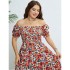 Self developed European and American foreign trade Amazon AliExpress hot summer floral one shoulder waist slimming dress