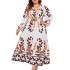 Hot selling loose plus size dress on AliExpress in Europe and America, Amazon's new printed long sleeved V-neck long dress