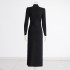 Australian fashion brand stand up collar long sleeved dress for early spring 2025, new high-end style, spliced lace up design, slim fit long skirt