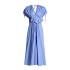 French Elegant Style Big Swing Long Dress 2025 New Fashionable Style V-neck Collar Flower Design High Waist Dress