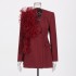 French retro style suit jacket 2025 new three-dimensional splicing ruffle decoration Angola red small suit for women