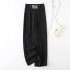 European and American Cross border 2024 New Elegant Solid Color Micro Elastic Drop Feeling High Waist slimming pants Casual pants Women's wide leg pants