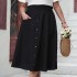 European Amazon Button High Waist Skirt 2024 Summer New Product Loose Large Swing Skirt Elegant Skirt