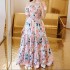 2024 Cross border New Spring/Summer European and American Women's Dress One Shoulder Floral Fashion Off Shoulder Long Style