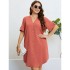 Self developed European and American foreign trade Amazon AliExpress hot summer V-neck breasted loose fitting dress for women