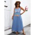 Amazon AliExpress Big Size Fat MM Strap Skirt Summer Hot Sale Vacation Long Loose Large Size Dress