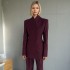 Temperament commuting style two-piece set 2025 new collarless waist cinched suit jacket+high waisted pants women's solid color set