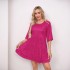 New and popular cross-border foreign trade items from Europe and America, fashionable solid color loose waist short sleeved skirt dress, banquet sequin dress