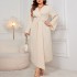 Cross border Wish Amazon new long sleeved dress, AliExpress temperament, waist cinching, slim fitting, irregular cut long dress