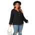 European and American women's Wish2023 cross-border autumn and winter new item button up plus size lace patchwork knitted sweater long sleeved base shirt